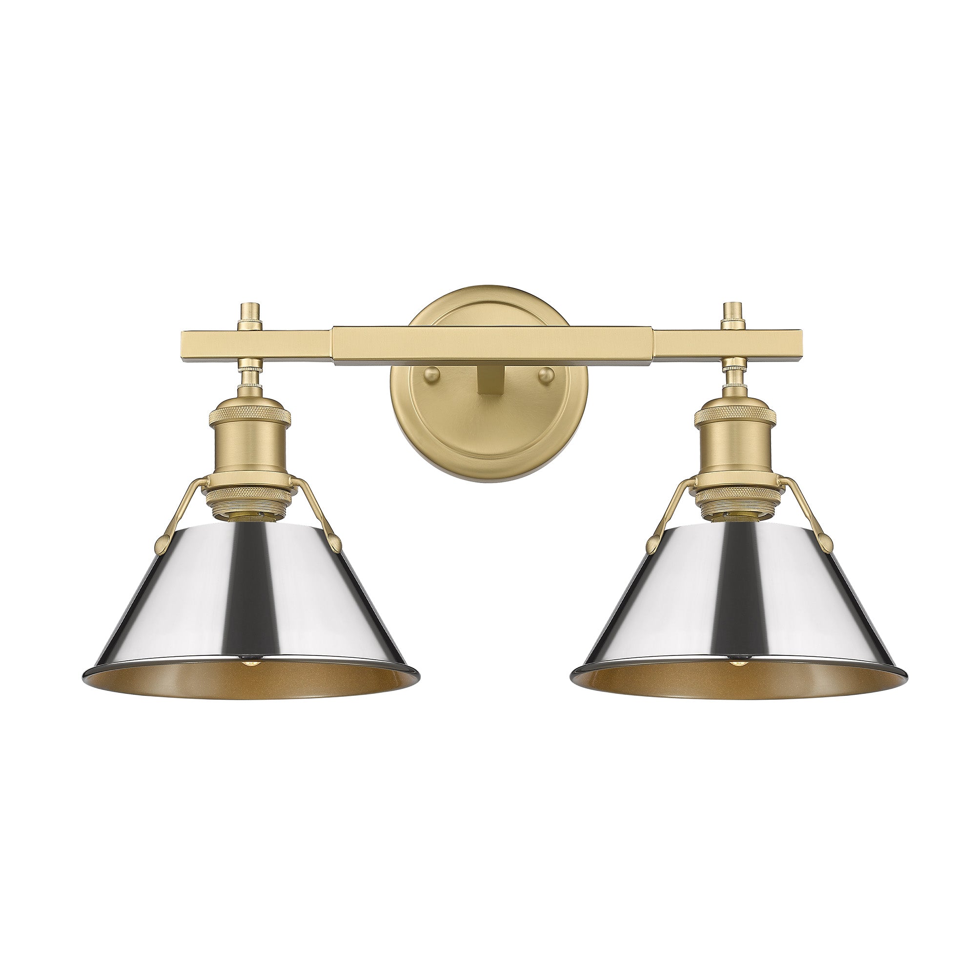 Yep by Golden Lighting Orwell 2-light Vanity in Brushed Champagne Brass and Chrome shade - - Golden Lighting