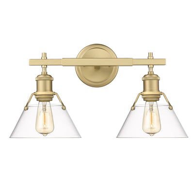 Yep by Golden Lighting Orwell 2-light Vanity in Brushed Champagne Brass and Clear Glass - - Golden Lighting
