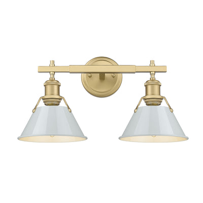 Yep by Golden Lighting Orwell 2-light Vanity in Brushed Champagne Brass and Dusky Blue shade - - Golden Lighting