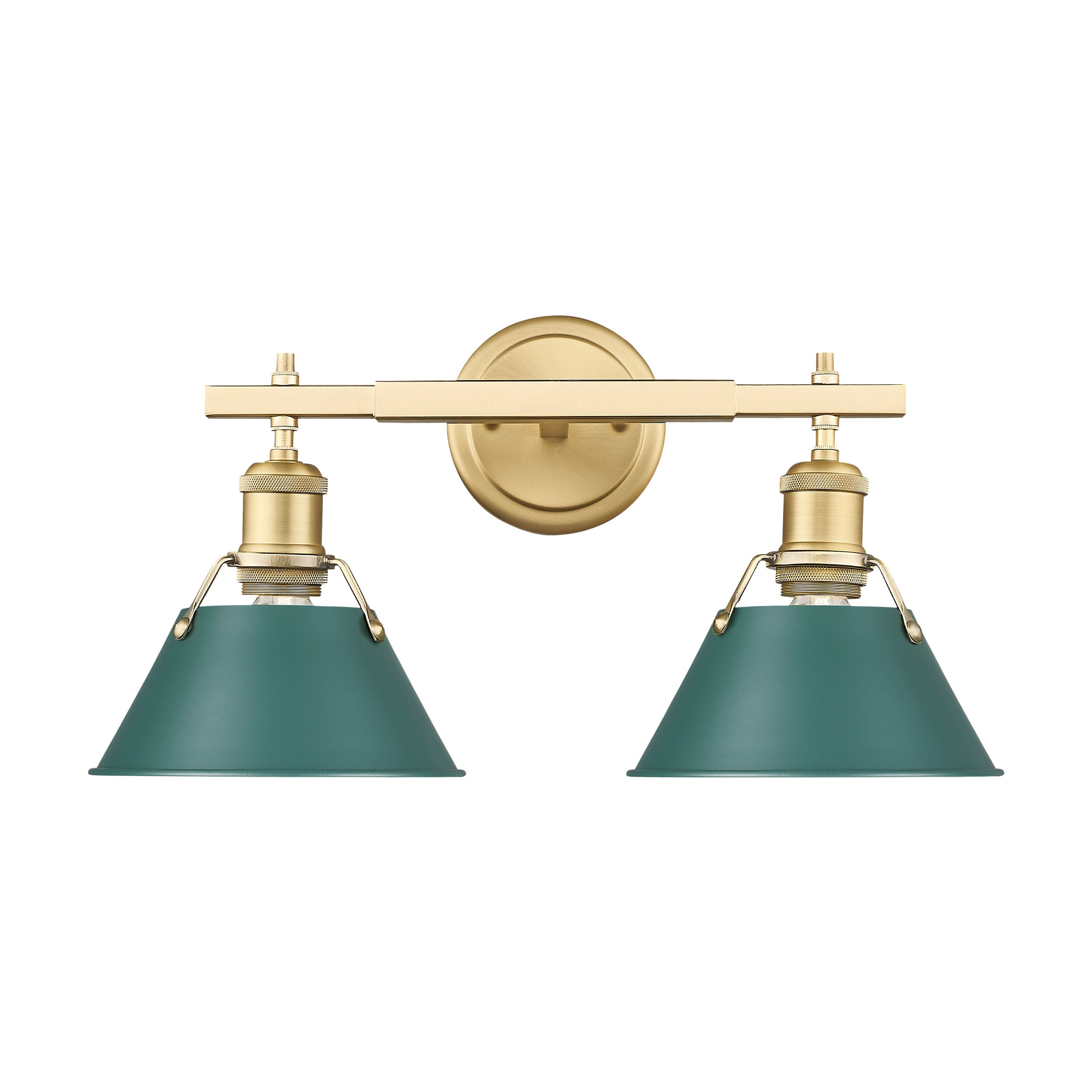 Yep by Golden Lighting Orwell 2-light Vanity in Brushed Champagne Brass and Pine Green shade - - Golden Lighting
