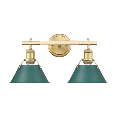 Yep by Golden Lighting Orwell 2-light Vanity in Brushed Champagne Brass and Pine Green shade - - Golden Lighting