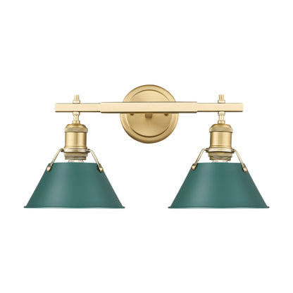 Yep by Golden Lighting Orwell 2-light Vanity in Brushed Champagne Brass and Pine Green shade - - Golden Lighting