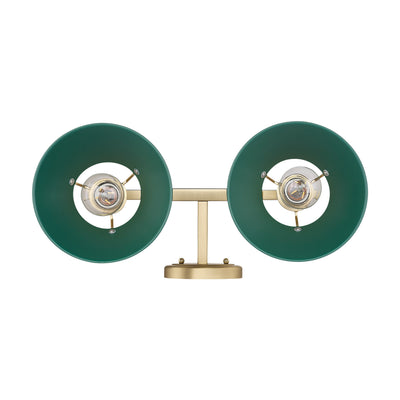 Yep by Golden Lighting Orwell 2-light Vanity in Brushed Champagne Brass and Pine Green shade - - Golden Lighting