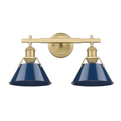 Yep by Golden Lighting Orwell 2-light Vanity in Brushed Champagne Brass and Navy Blue shade - - Golden Lighting