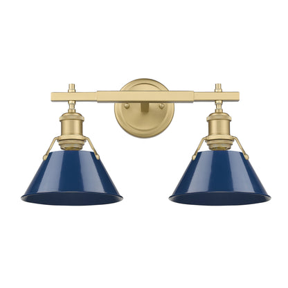 Yep by Golden Lighting Orwell 2-light Vanity in Brushed Champagne Brass and Navy Blue shade - - Golden Lighting