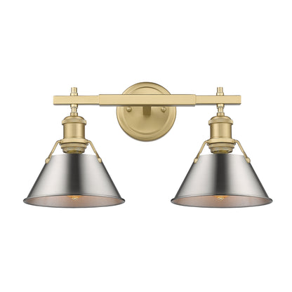 Yep by Golden Lighting Orwell 2-light Vanity in Brushed Champagne Brass and Pewter shade - - Golden Lighting
