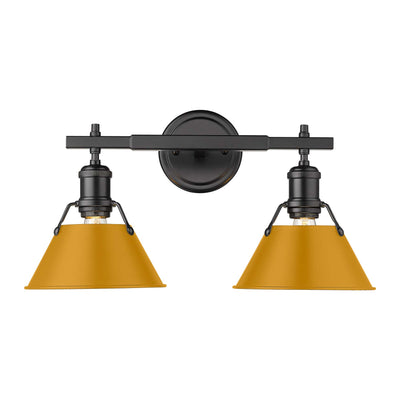 Yep by Golden Lighting Orwell 2-light Vanity in Matte Black and Auric Yellow shade - - Golden Lighting