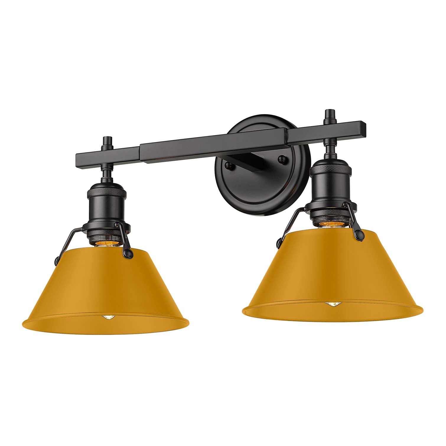 Yep by Golden Lighting Orwell 2-light Vanity in Matte Black and Auric Yellow shade - - Golden Lighting