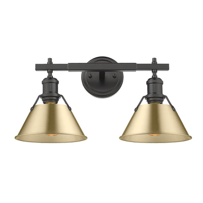Yep by Golden Lighting Orwell 2-light Vanity in Matte Black and Brushed Champagne Brass shade - - Golden Lighting