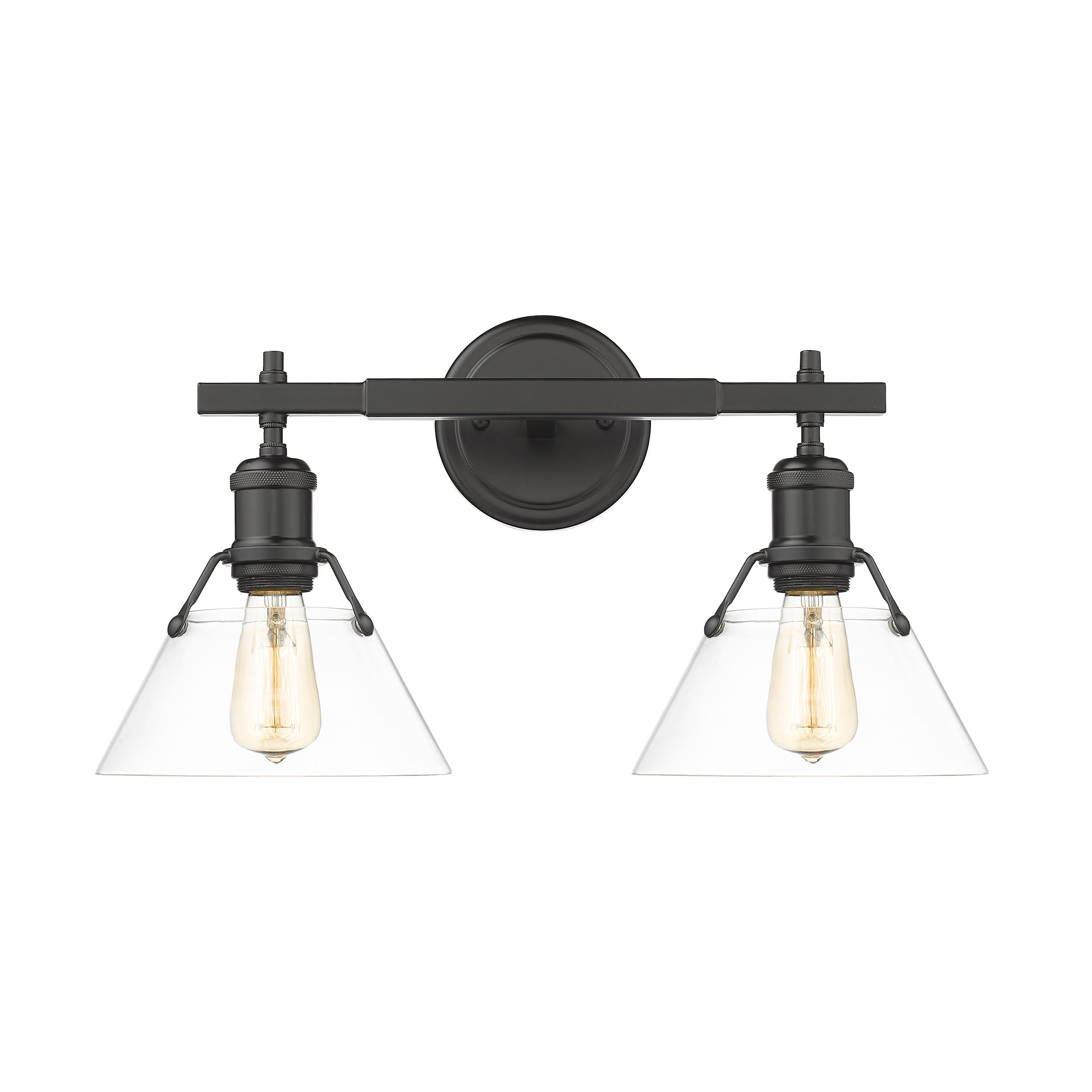 Yep by Golden Lighting Orwell 2-light Vanity in Matte Black and Clear Glass - - Golden Lighting