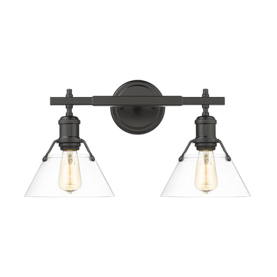 Yep by Golden Lighting Orwell 2-light Vanity in Matte Black and Clear Glass - - Golden Lighting