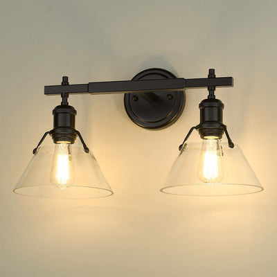 Yep by Golden Lighting Orwell 2-light Vanity in Matte Black and Clear Glass - - Golden Lighting