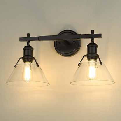 Yep by Golden Lighting Orwell 2-light Vanity in Matte Black and Clear Glass - - Golden Lighting