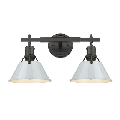 Yep by Golden Lighting Orwell 2-light Vanity in Matte Black and Dusky Blue shade - - Golden Lighting