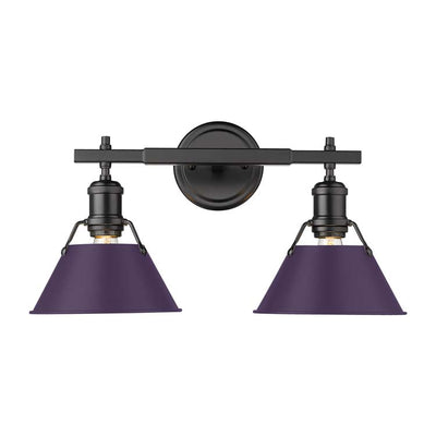 Yep by Golden Lighting Orwell 2-light Vanity in Matte Black and Exotic Purple shade - - Golden Lighting