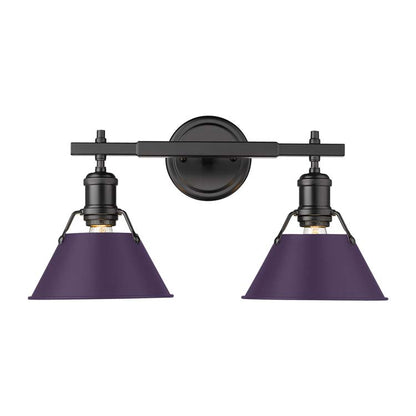 Yep by Golden Lighting Orwell 2-light Vanity in Matte Black and Exotic Purple shade - - Golden Lighting