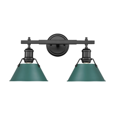 Yep by Golden Lighting Orwell 2-light Vanity in Matte Black and Pine Green shade - - Golden Lighting