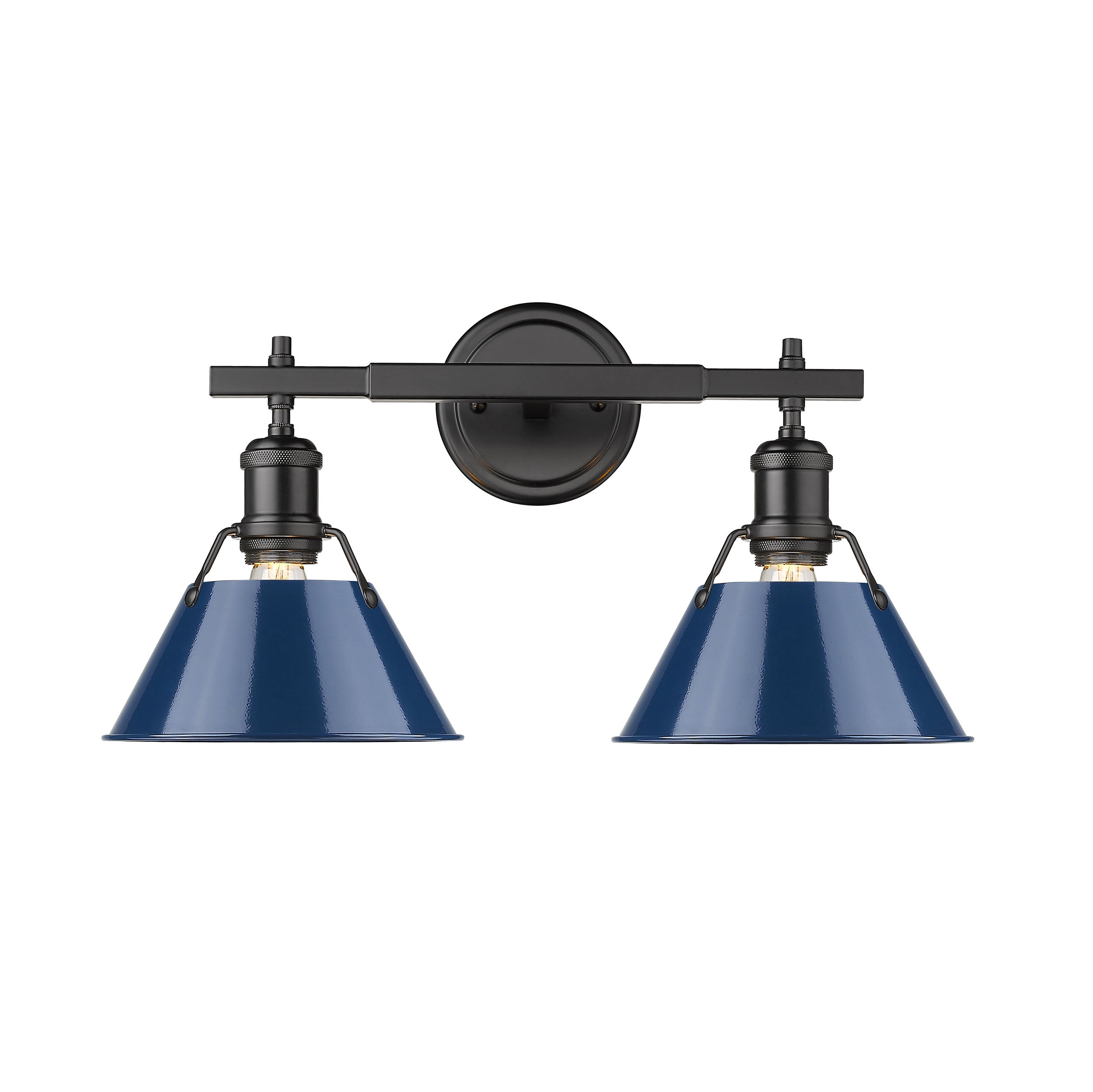 Yep by Golden Lighting Orwell 2-light Vanity in Matte Black and Navy Blue shade - - Golden Lighting