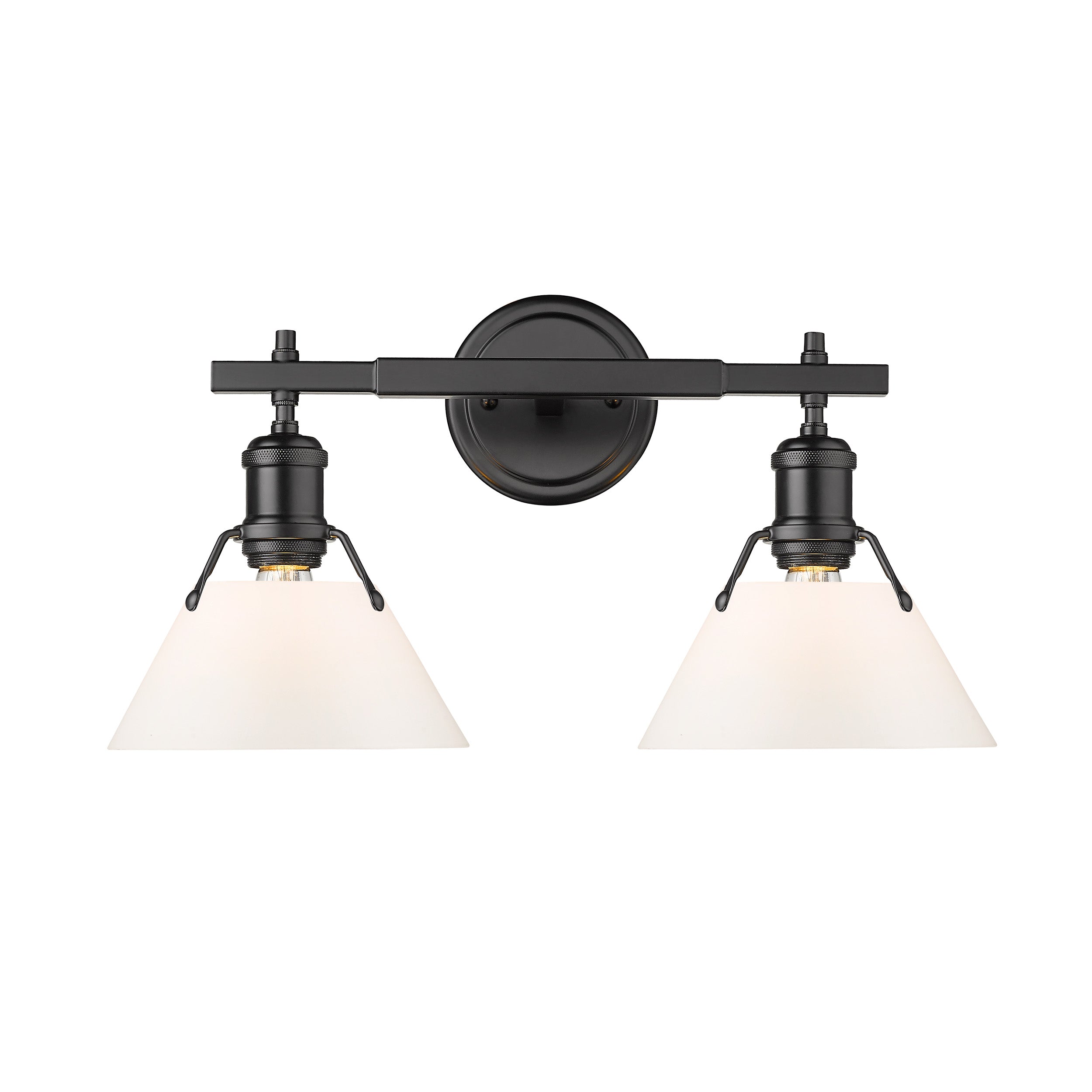 Yep by Golden Lighting Orwell 2-light Vanity in Matte Black and Opal Glass - - Golden Lighting