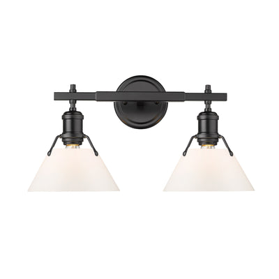Yep by Golden Lighting Orwell 2-light Vanity in Matte Black and Opal Glass - - Golden Lighting