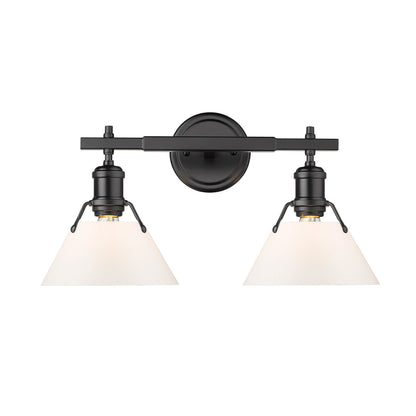 Yep by Golden Lighting Orwell 2-light Vanity in Matte Black and Opal Glass - - Golden Lighting