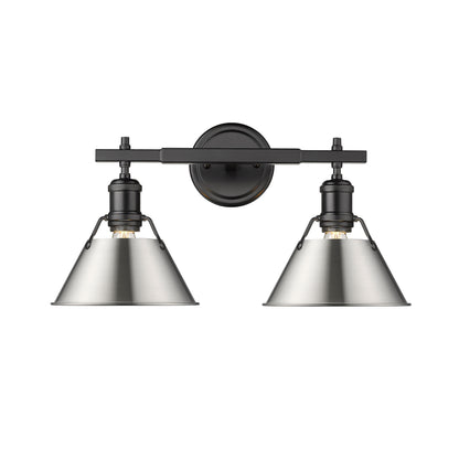 Yep by Golden Lighting Orwell 2-light Vanity in Matte Black and Pewter shade - - Golden Lighting