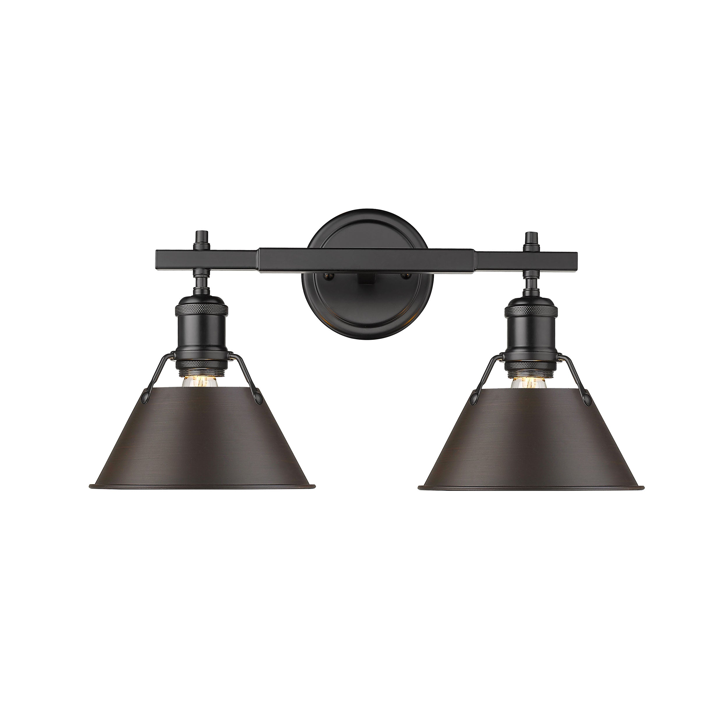 Yep by Golden Lighting Orwell 2-light Vanity in Matte Black and Rubbed Bronze shade - - Golden Lighting