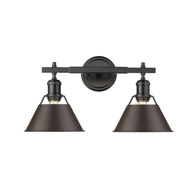 Yep by Golden Lighting Orwell 2-light Vanity in Matte Black and Rubbed Bronze shade - - Golden Lighting