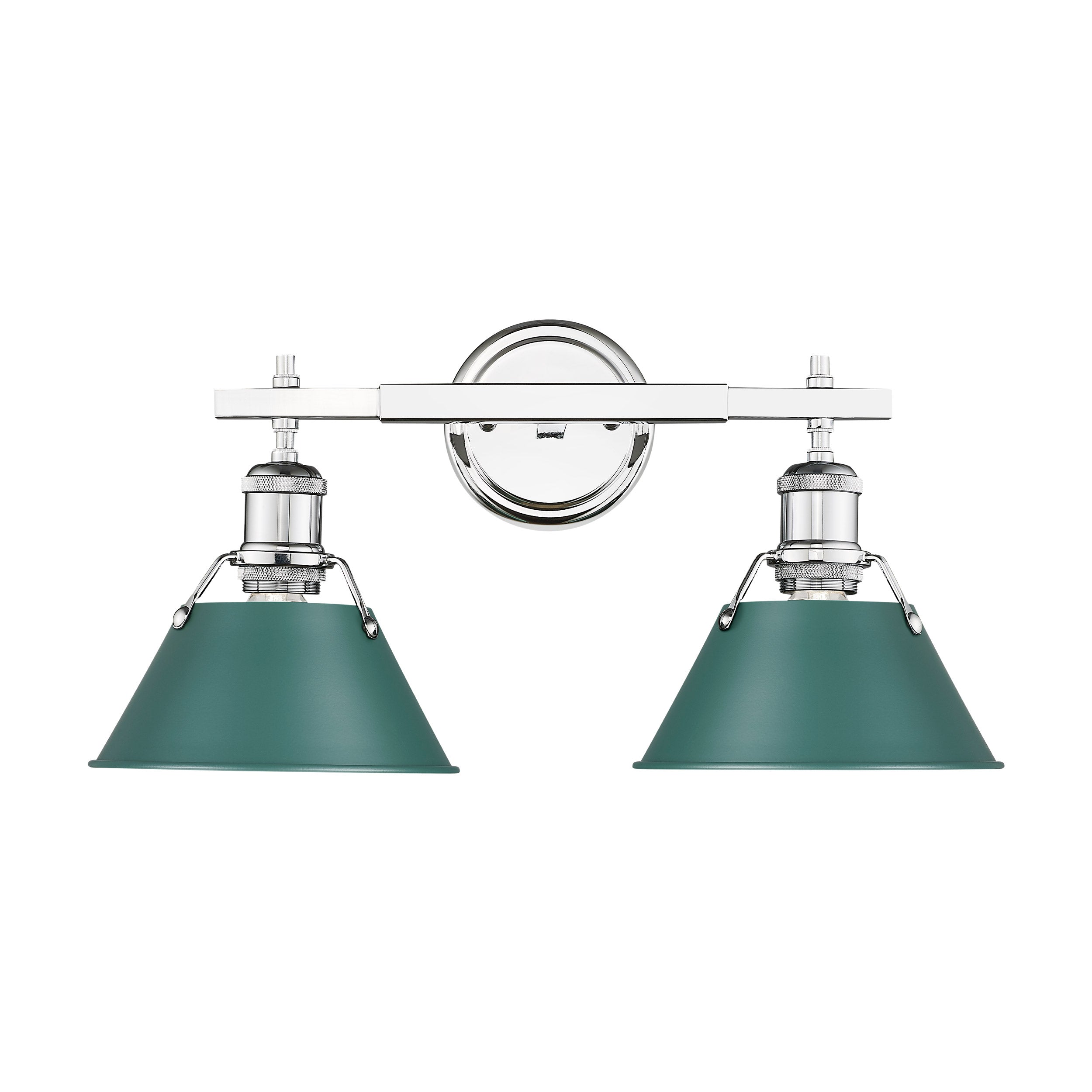 Yep by Golden Lighting Orwell 2-light Vanity in Chrome and Pine Green shade - - Golden Lighting