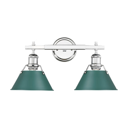 Yep by Golden Lighting Orwell 2-light Vanity in Chrome and Pine Green shade - - Golden Lighting