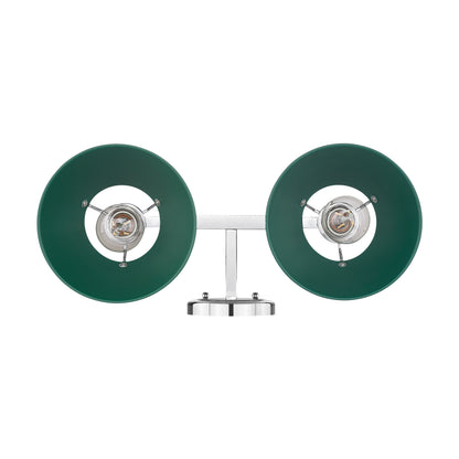 Yep by Golden Lighting Orwell 2-light Vanity in Chrome and Pine Green shade - - Golden Lighting