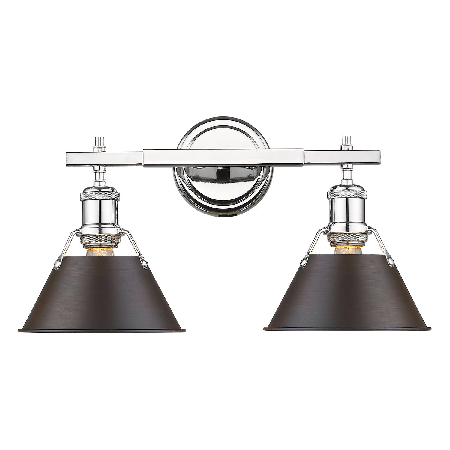 Yep by Golden Lighting Orwell 2-light Vanity in Chrome and Rubbed Bronze shade - - Golden Lighting