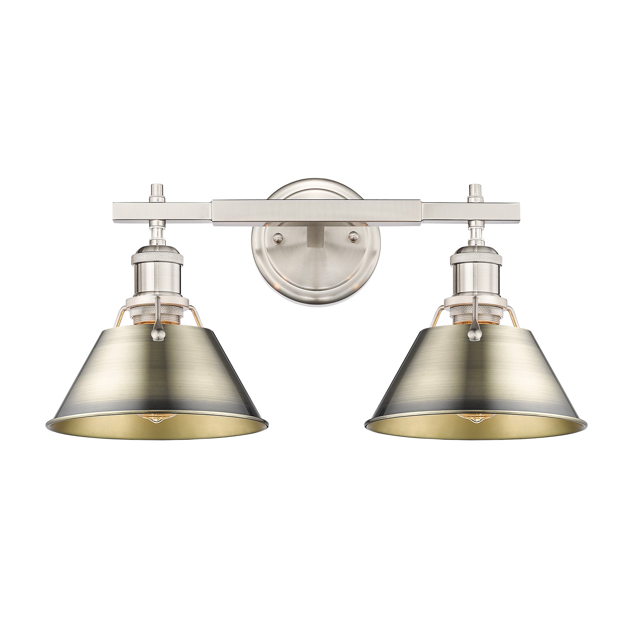 Yep by Golden Lighting Orwell 2-light Vanity in Pewter and Aged Brass shade - - Golden Lighting