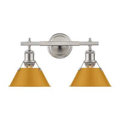 Yep by Golden Lighting Orwell 2-light Vanity in Pewter and Auric Yellow shade - - Golden Lighting