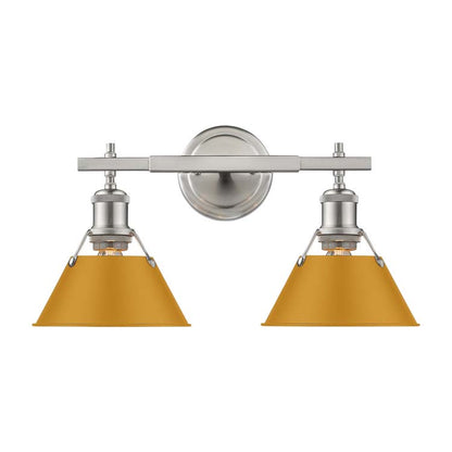 Yep by Golden Lighting Orwell 2-light Vanity in Pewter and Auric Yellow shade - - Golden Lighting