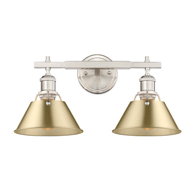 Yep by Golden Lighting Orwell 2-light Vanity in Pewter and Brushed Champagne Brass shade - - Golden Lighting