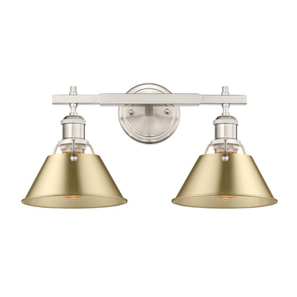 Yep by Golden Lighting Orwell 2-light Vanity in Pewter and Brushed Champagne Brass shade - - Golden Lighting