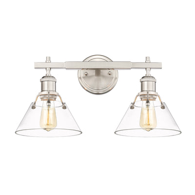 Yep by Golden Lighting Orwell 2-light Vanity in Pewter and Clear Glass - - Golden Lighting