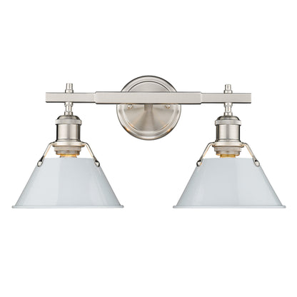Yep by Golden Lighting Orwell 2-light Vanity in Pewter and Dusky Blue shade - - Golden Lighting