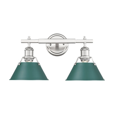 Yep by Golden Lighting Orwell 2-light Vanity in Pewter and Pine Green shade - - Golden Lighting