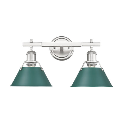 Yep by Golden Lighting Orwell 2-light Vanity in Pewter and Pine Green shade - - Golden Lighting