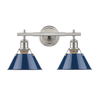 Yep by Golden Lighting Orwell 2-light Vanity in Pewter and Navy Blue shade - - Golden Lighting