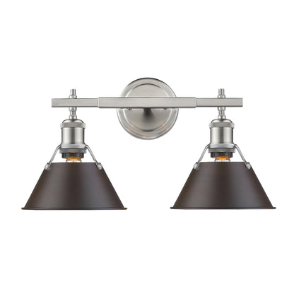 Yep by Golden Lighting Orwell 2-light Vanity in Pewter and Rubbed Bronze shade - - Golden Lighting