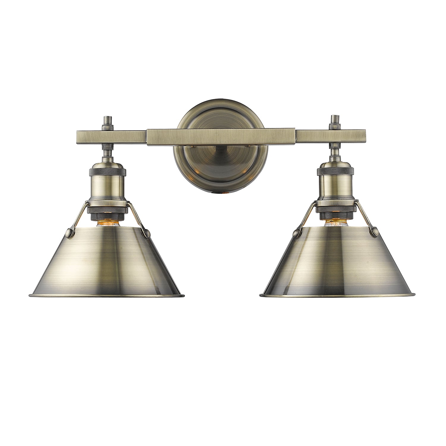 Orwell 2-Light Vanity Light in Aged Brass - - Golden Lighting