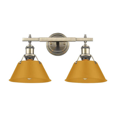 Yep by Golden Lighting Orwell 2-light Vanity in Aged Brass and Auric Yellow shade - Default Title - Golden Lighting