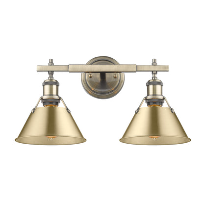 Orwell 2-Light Vanity Light in Aged Brass with Brushed Champagne Bronze - - Golden Lighting