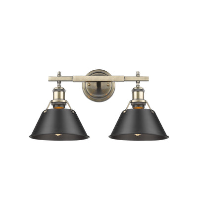 Yep by Golden Lighting Orwell 2-light Vanity in Aged Brass and Matte Black shade - Default Title - Golden Lighting