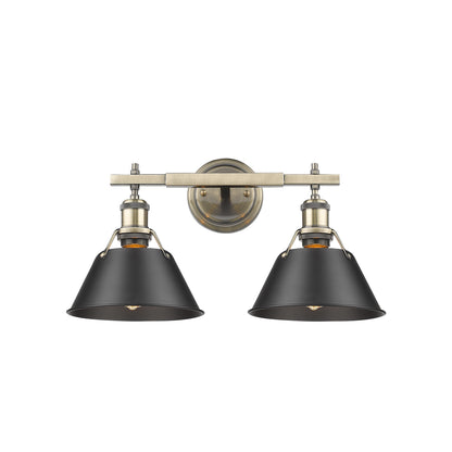 Orwell 2-Light Vanity Light in Aged Brass with Matte Black - Aged Brass / Matte Black / Black - Golden Lighting