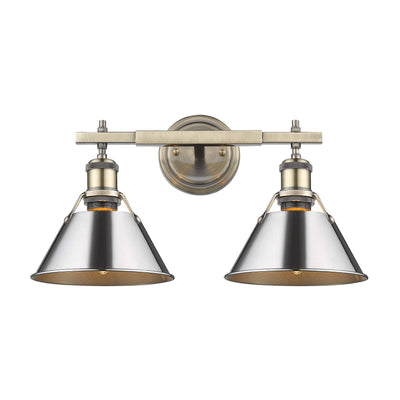 Yep by Golden Lighting Orwell 2-light Vanity in Aged Brass and Chrome shade - Default Title - Golden Lighting