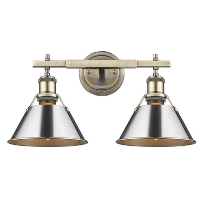 Orwell 2-Light Vanity Light in Aged Brass with Chrome - Aged Brass / Chrome / Silver - Golden Lighting